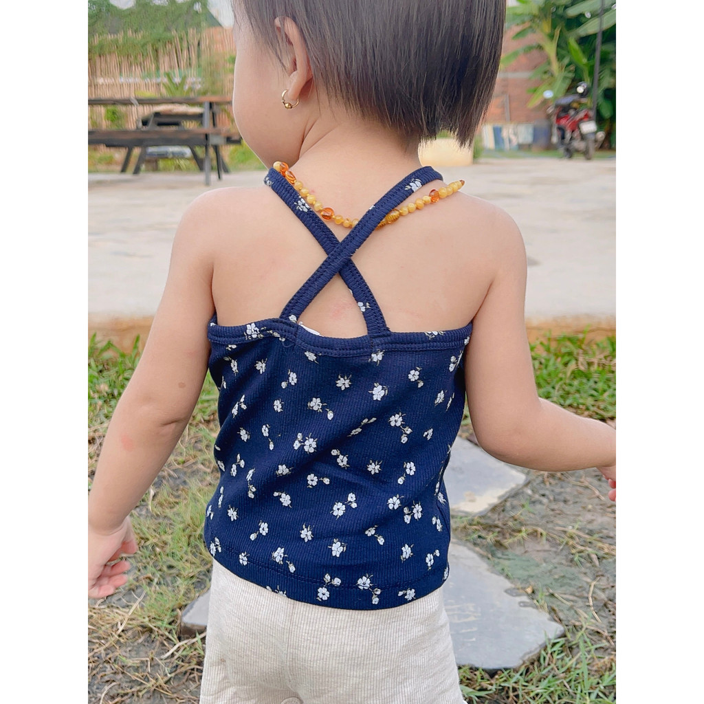 Áo 2 dây cho bé gái ôm body, áo dây chéo cho bé gái thun gân cotton 100% 7-27kg - TAOHOUSE