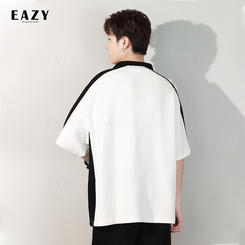 Áo polo nam tay lỡ phối màu thời trang EAZY - PL02 , Áo phông có cổ nam form rộng chất liệu cao cấp màu trắng đen | BigBuy360 - bigbuy360.vn