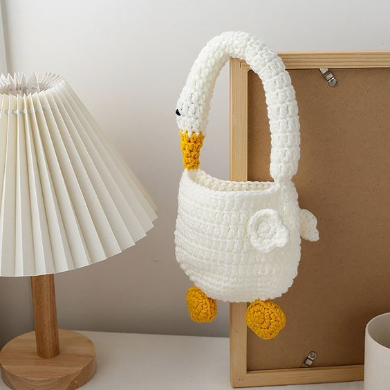 TÚI LEN HANDMADE HÌNH CON VỊT TRẮNG DỄ THƯƠNG - HÀNG ĐẶT TRƯỚC Ạ