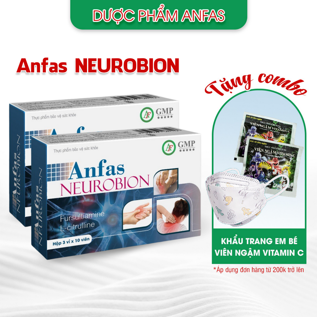 Viên uống Neurobion Anfas (hộp 3 vỉ*10v) - bổ sung Magie B6 giảm tê bì chân tay, đau nhức vai gáy, dây thần kinh