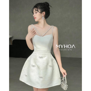 MYHOA| Váy Tacfa Ánh Kim Nữ Đính Nơ Dây Đá TKCC
