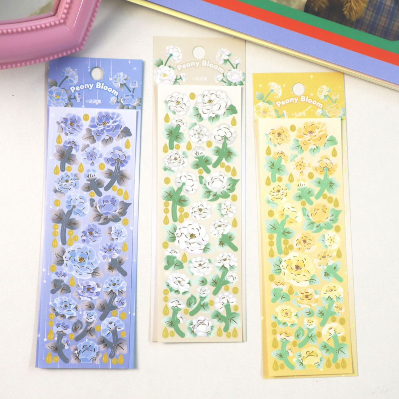 Sticker trang trí hologram họa tiết hoa phong cách hàn quốc xinh xắn