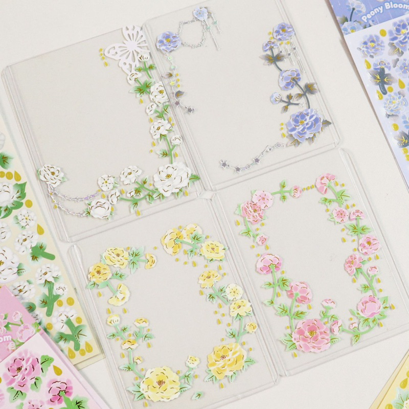 Sticker trang trí hologram họa tiết hoa phong cách hàn quốc xinh xắn