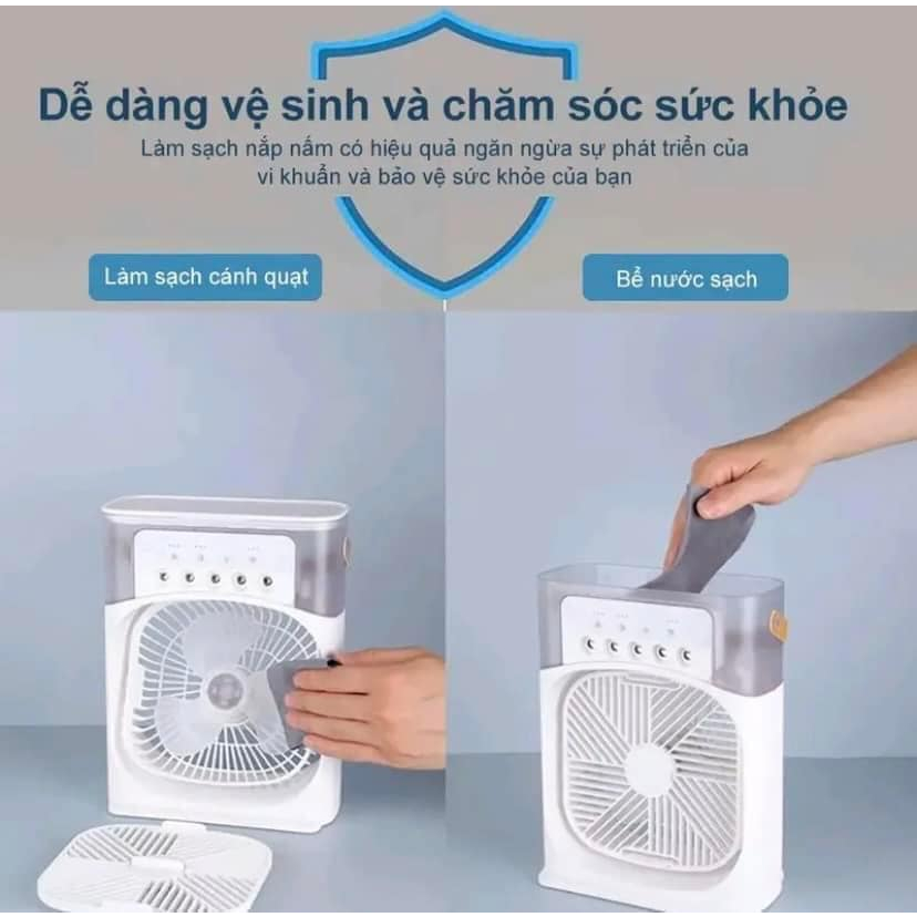 Quạt điều hoà hơi nước mini BWOO Phun Sương Hơi Nước Mini Để Bàn 3 Chế Độ Tích Hợp Đèn Led 7 Màu + 5 Vòi Phun Sương