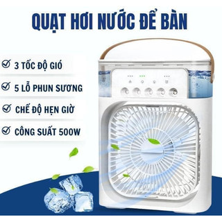 Quạt điều hoà hơi nước mini BWOO Phun Sương Hơi Nước Mini Để Bàn 3 Chế Độ Tích Hợp Đèn Led 7 Màu + 5 Vòi Phun Sương