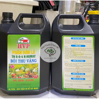 Combo 4 can phân bón la hvp 6-6-4 k-humat trung vi lượng bội thu vàng can 5 lít