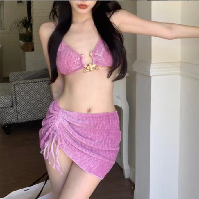 Bikini 3 mảnh tăm nhung Tuvada, đồ bơi nữ sexy , áo tắm đi biển gợi cảm cao cấp - BTH04