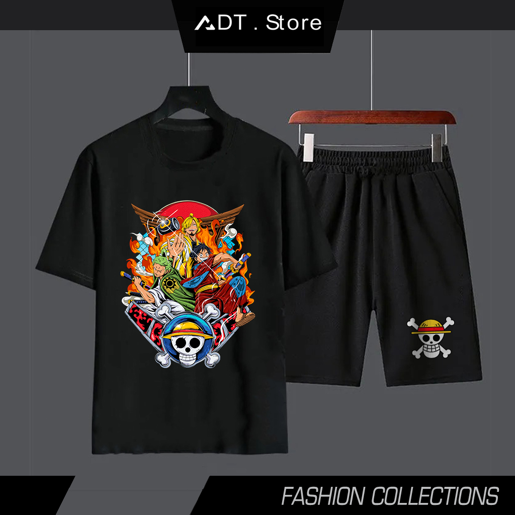 6 Mẫu Combo Áo Thun + Quần One Piece - Mẫu mới hình in sắc nét anime
