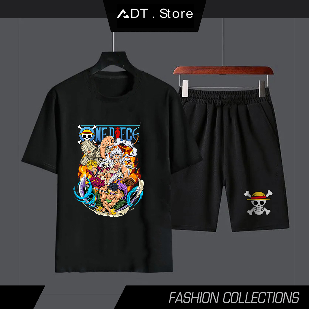 6 Mẫu Combo Áo Thun + Quần One Piece - Mẫu mới hình in sắc nét anime