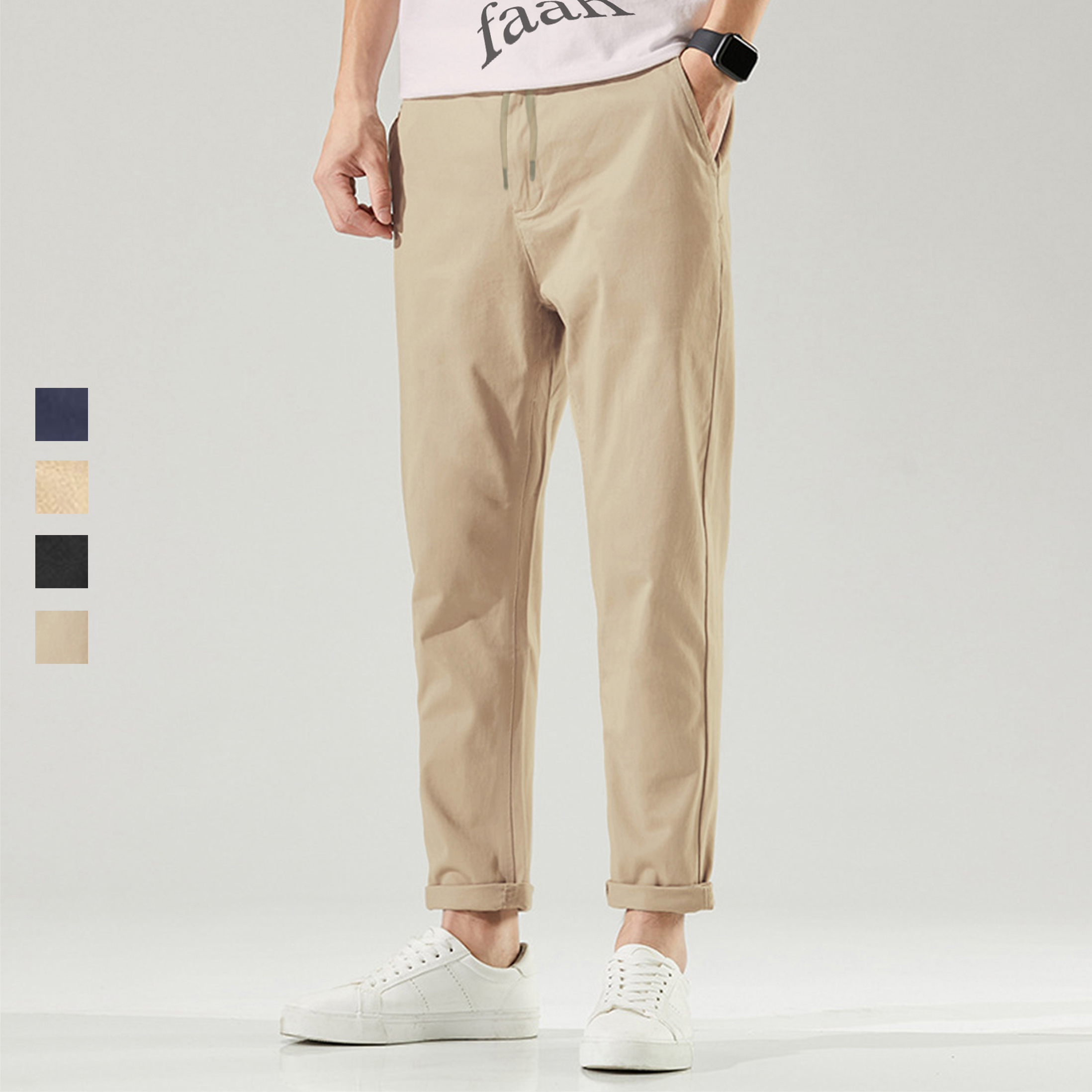 Quần Baggy Kaki Nam VICENZO Dáng Đứng Cạp Chun, Quần Dài Kaki Nam Phong Cách Unisex Trẻ Trung