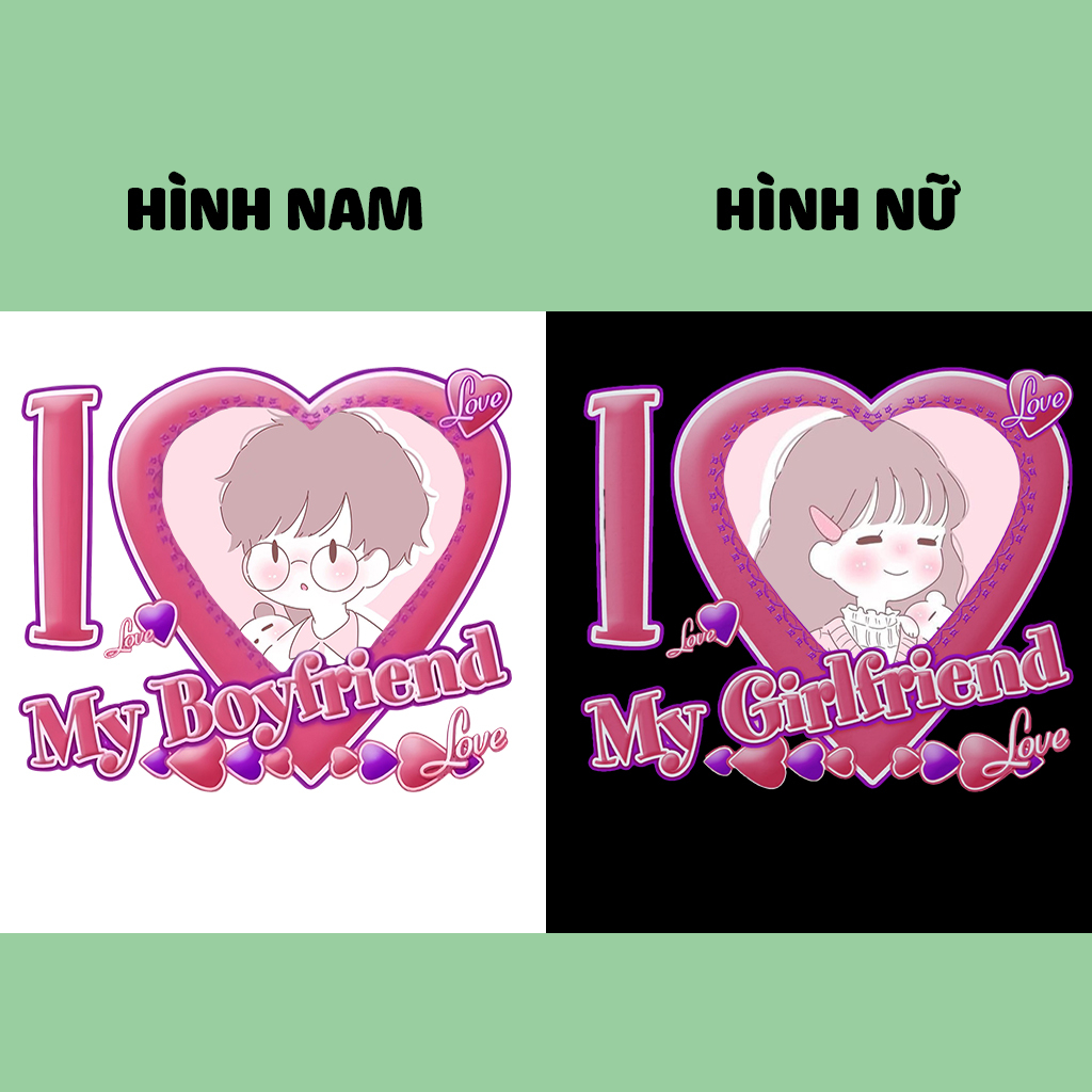 Áo thun unisex cotton 4 chiều form rộng tay lỡ I LOVE MY GIRLFRIEND