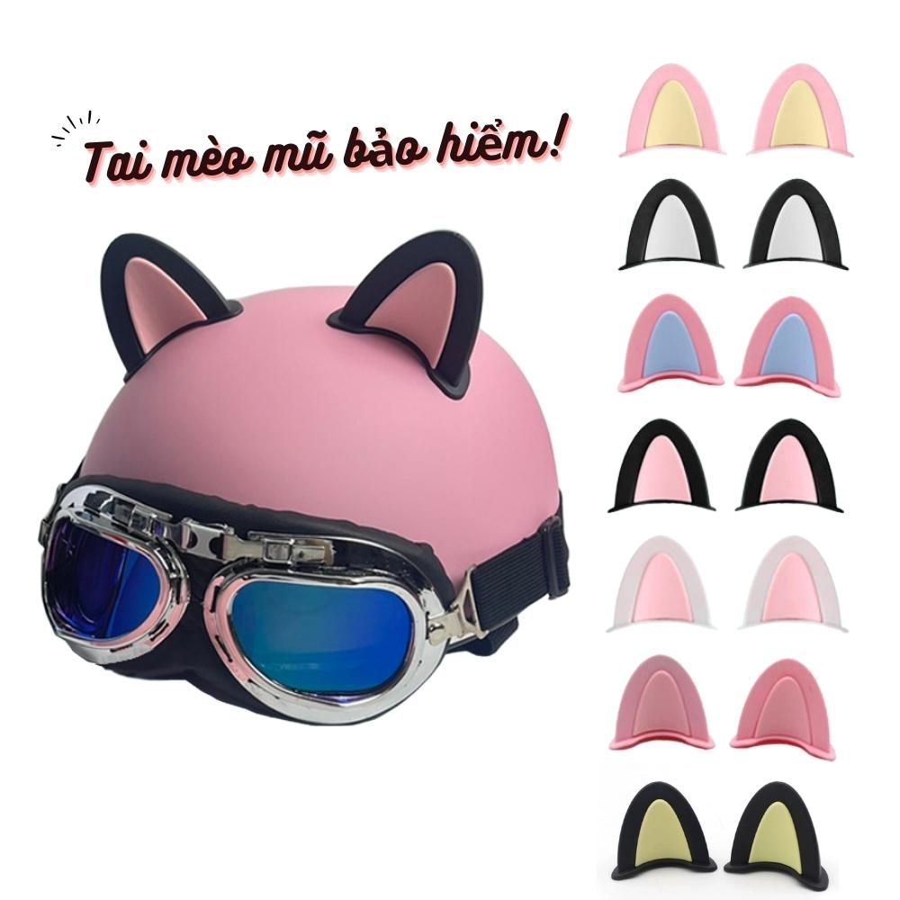 2 Tai Mèo Gắn Mũ Bảo Hiểm Tặng Kèm Keo 3M, Tai Mèo Gắn Nón