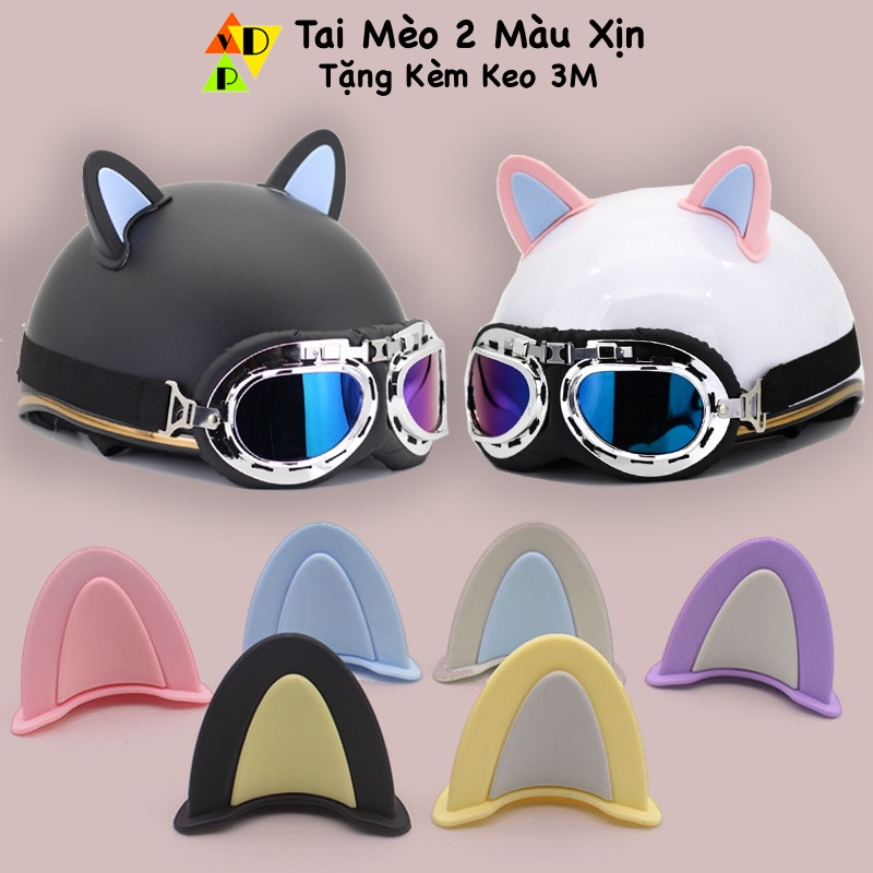 2 Tai Mèo Gắn Mũ Bảo Hiểm Tặng Kèm Keo 3M, Tai Mèo Gắn Nón