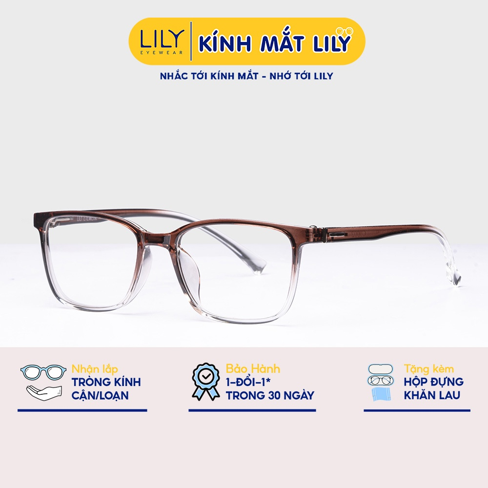 Gọng kính Nam Nữ Lilyeyewear mắt Vuông nhựa cứng cáp đeo Giả cận màu sắc Thời trang C0002