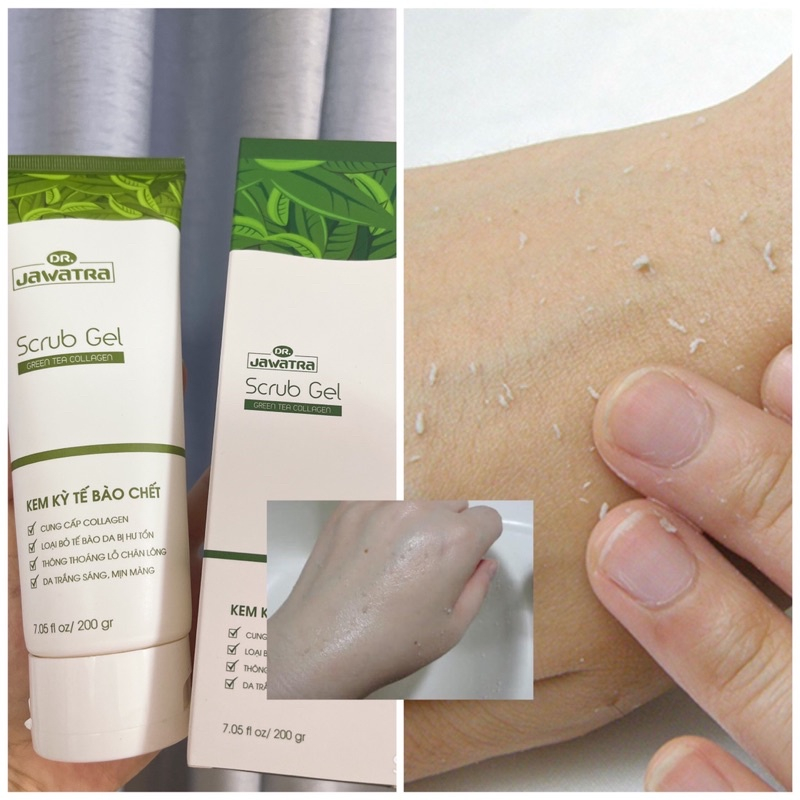 Gel tẩy tế bào chết trà xanh collagen Dr.Jawatra 200ml