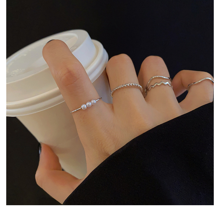 Set 5 Nhẫn Đeo Tay Mạ Bạc Đơn Giản Thời Trang Cho Nữ N13