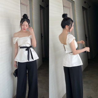 Áo peplum cột nơ eo hàng thiết kế kiểu dáng sang chảnh
