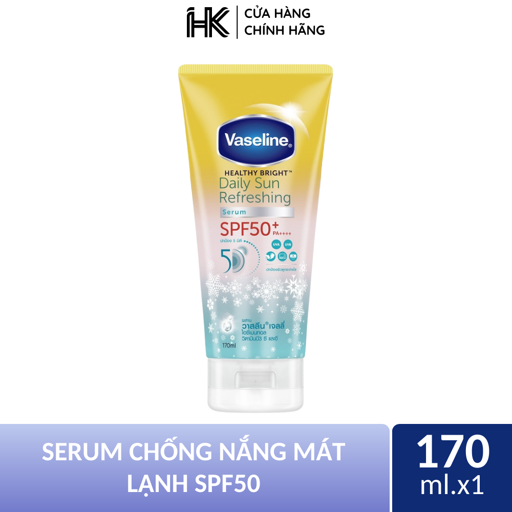 Serum chống nắng cơ thể mát lạnh Vaseline 50x bảo vệ da với SPF 50 PA++++ chống tia UVA, UVB, PPF 170ml