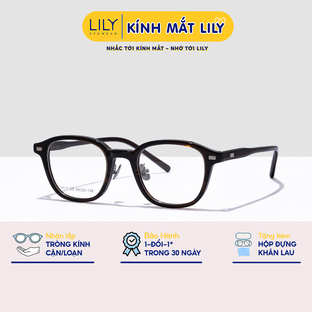 Gọng kính mắt vuông nam nữ LILYEYEWEAR chất liệu nhựa cao cấp chắc chắn kiểu dáng thời trang thiết kế thời thượng H017