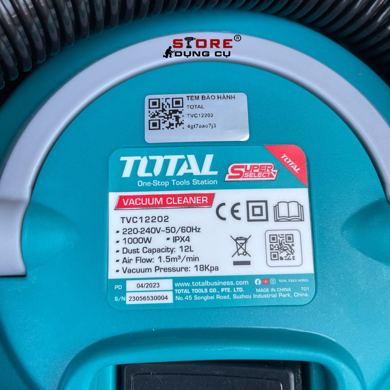 1000W Máy hút bụi khô và ướt 12L TOTAL TVC12202