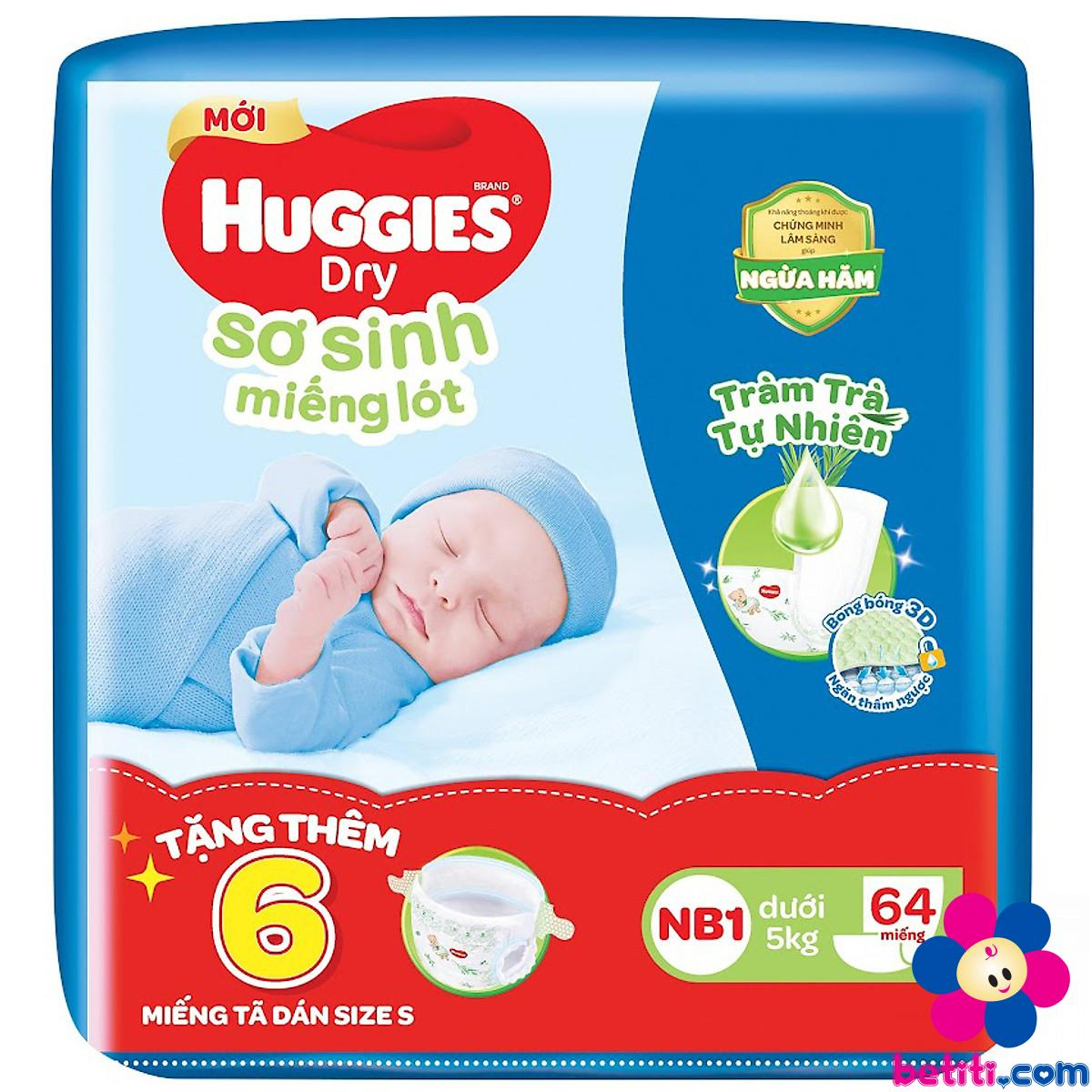 Tã giấy Huggies newborn 1 gói 56M/64M tặng kèm 10M/6M cùng loại