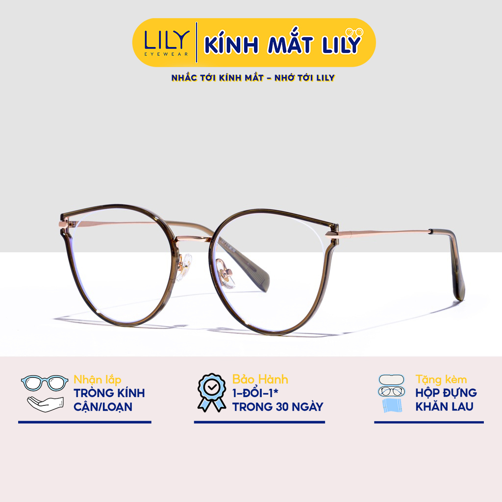 Gọng kính cận mắt mèo LILYEYEWEAR chất liệu nhựa thanh nhẹ chắc chắn kiểu dáng thời thượng dễ đeo M2291