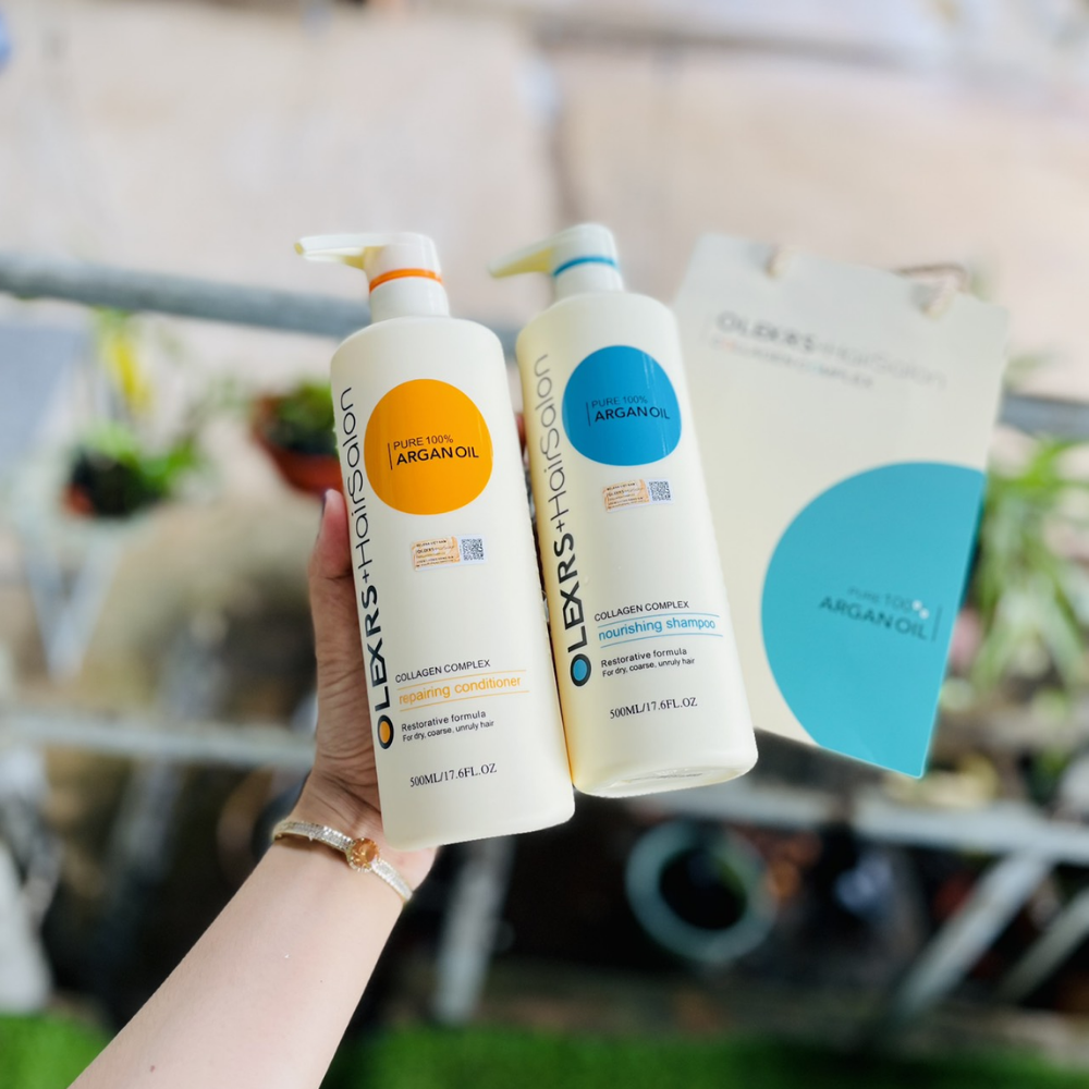 Cặp Dầu Gội Xả Olexrs Hair Salon 500ml-960ml - Cho Tóc Khô Xơ Giúp Tóc Luôn Mượt, Lưu Hương Lâu