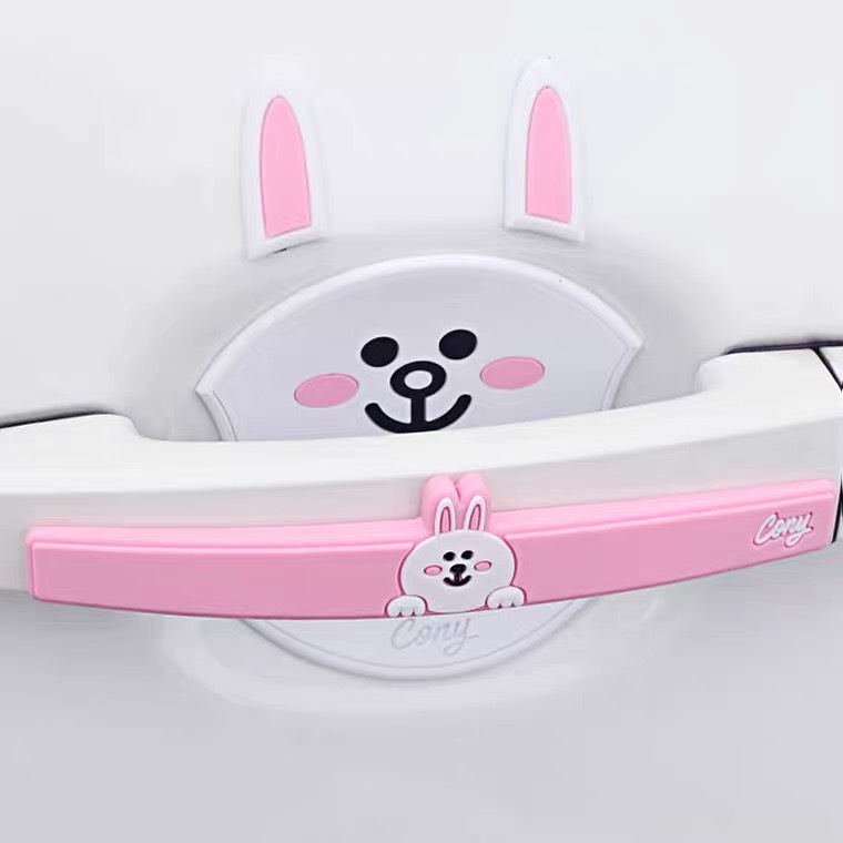 Chống xước hõm tay nắm cửa xe ô tô họa tiết Line Friends - Bọc tay nắm cửa ô tô