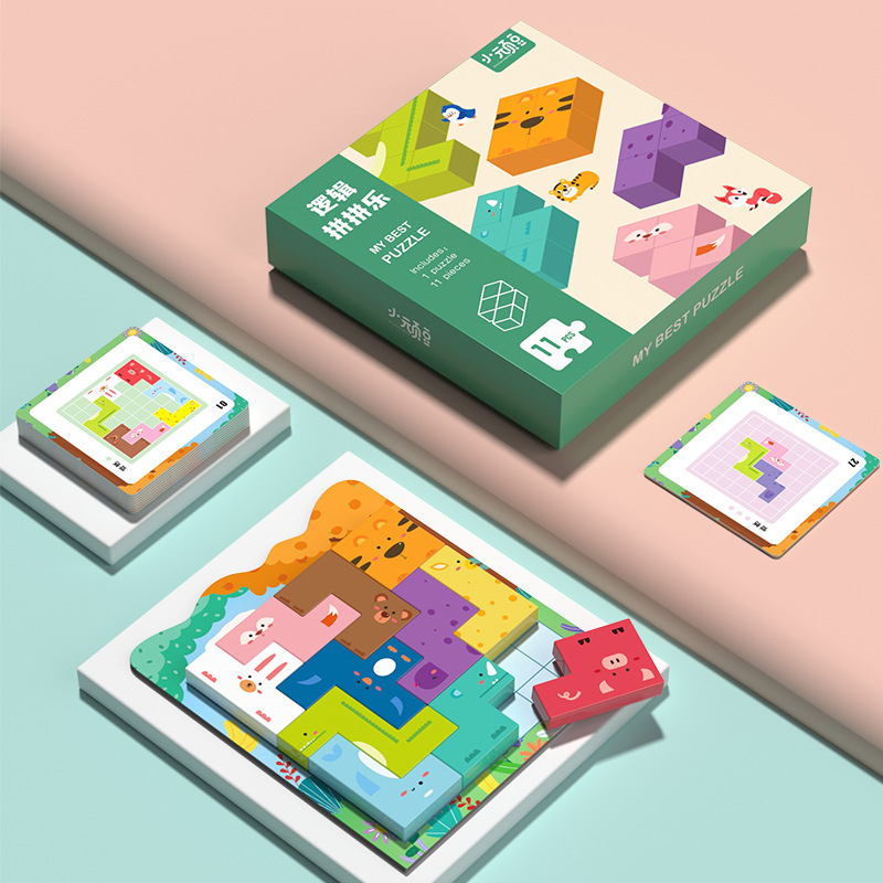 Đồ Chơi Xếp Hình Bằng Gỗ Tư Duy Logic - Đồ Chơi Gỗ Xếp Gạch Tetris - Ghép Hình Tangram Puzzle in Hình Động Vật