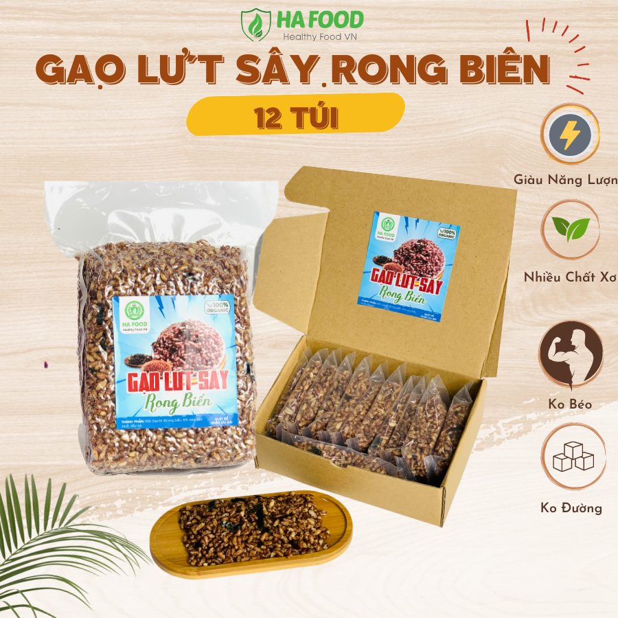 Gạo lứt sấy rong biển Hafood - Túi tiện lợi dành cho người ăn kiêng, giảm cân, người tập gym, tập thể thao,...