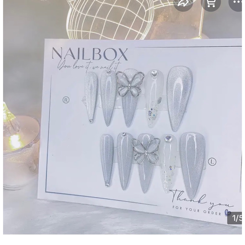 Nailbox mắt mèo charm nơ đá