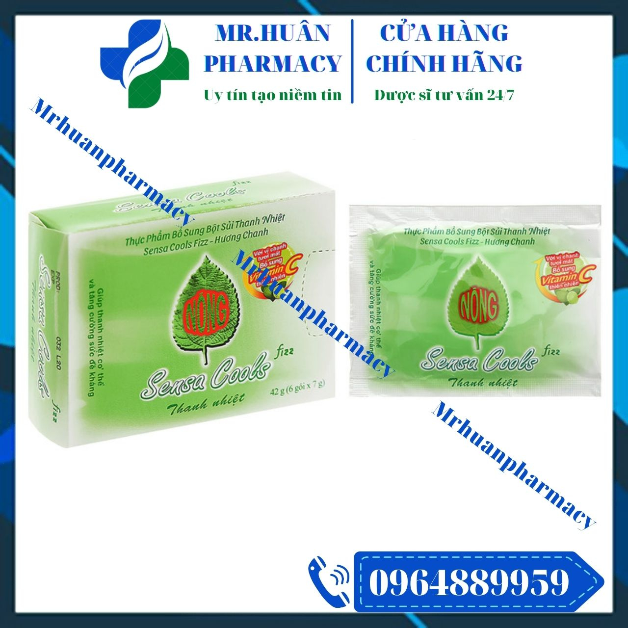 Bột sủi thanh nhiệt Sensa Cools (Hộp 6 gói x 7g) - Giúp thanh nhiệt cho cơ thể và tăng cường sức đề kháng