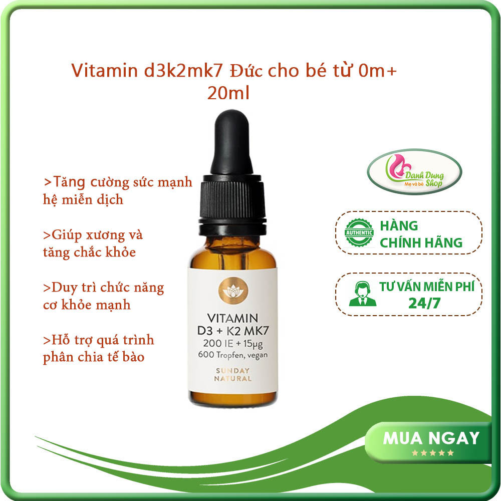 Vitamin D3 K2 Mk7 Sunday Natural Đức