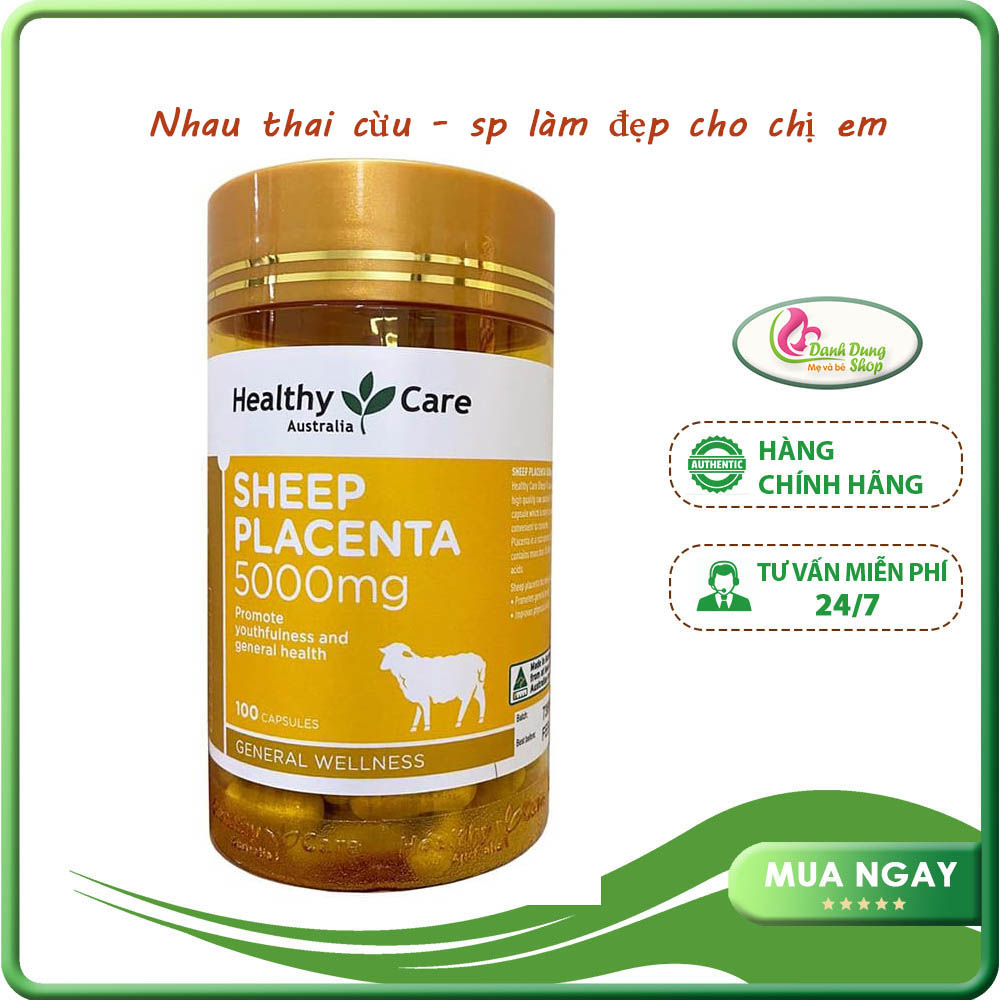 Nhau thai cừu Sheep Placenta 5000mg Healthy Care của Úc, 100 viên, mẫu mới