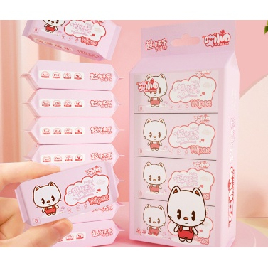 Măng tây baby - 1 gói Khăn giấy ướt mini cho em bé lau mặt gói nhỏ bỏ túi tiện lợi