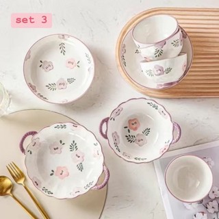 Set bát đĩa hoa tím Tử Huyên mộng mơ 8 món