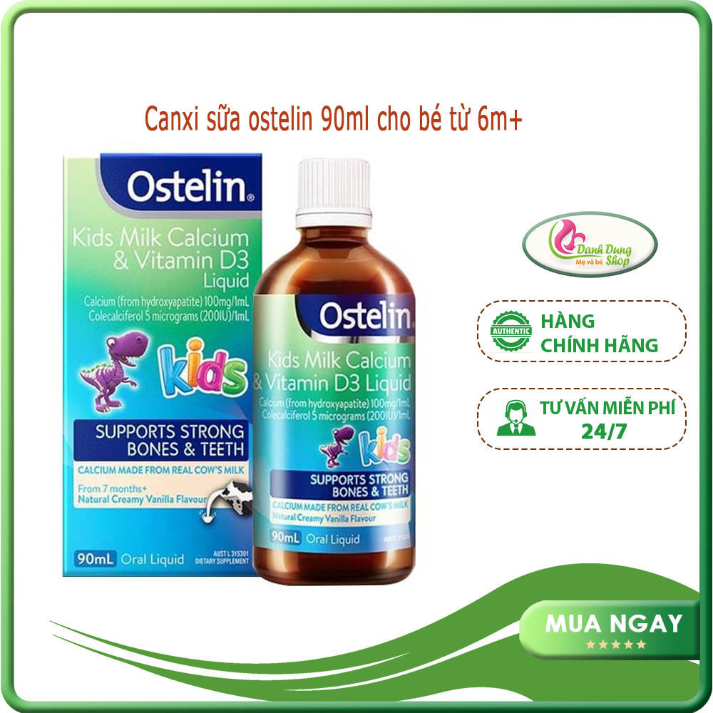 Canxi Nước Kids Milk Calcium & Vitamin D3 Liquid 90ml Ostelin của Úc