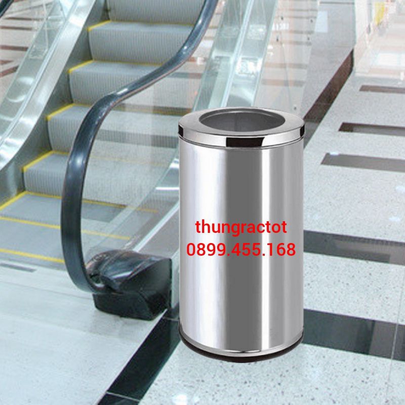 Thùng rác inox có nắp lật xoay tròn cao cấp , thùng rác inox có nắp bập bênh