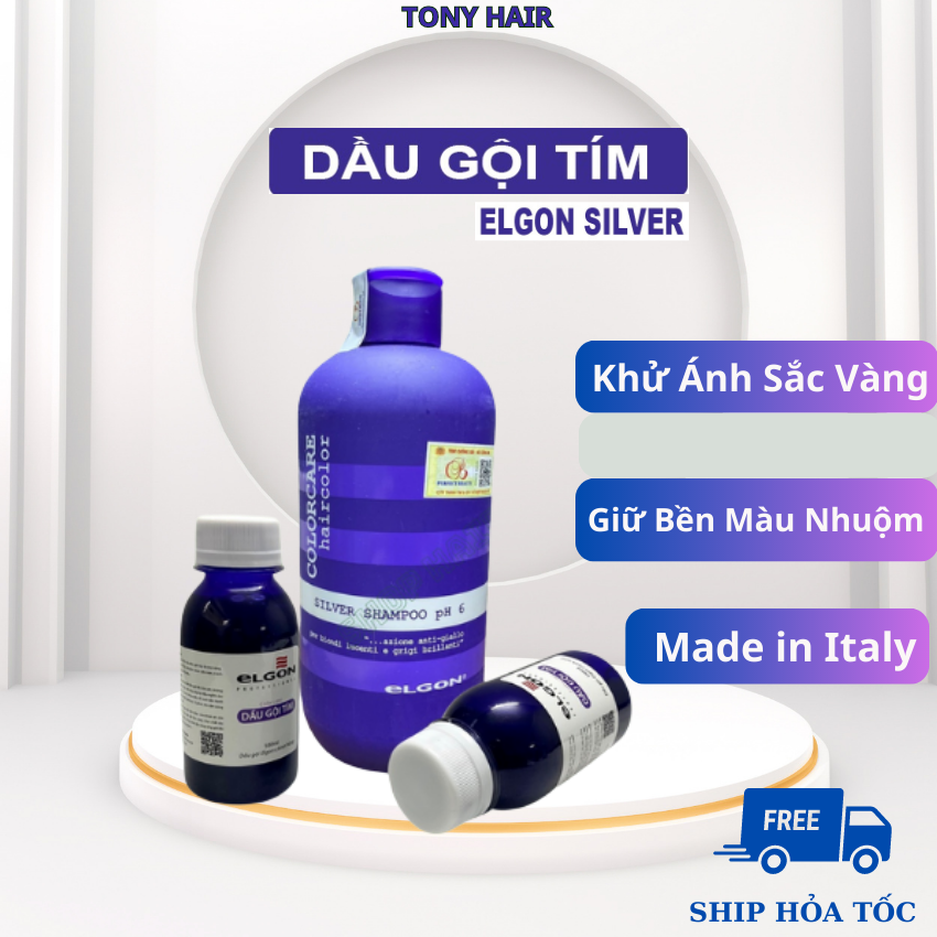 Dầu Gội Tím Elgon, Dầu Gội Khử Vàng Và Giữ Màu Dành Cho Tóc Tẩy Nhuộm Màu Thời Trang | Tony Hair