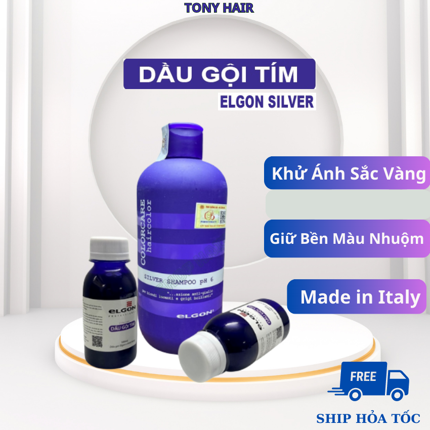 Dầu gội tím Elgon, dầu gội khử vàng và giữ màu dành cho tóc tẩy nhuộm màu thời trang | Shop Hair