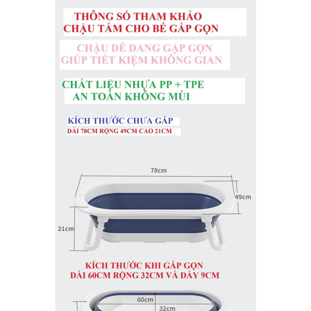 Chậu tắm gấp gọn cho bé kèm phao tắm Balihu