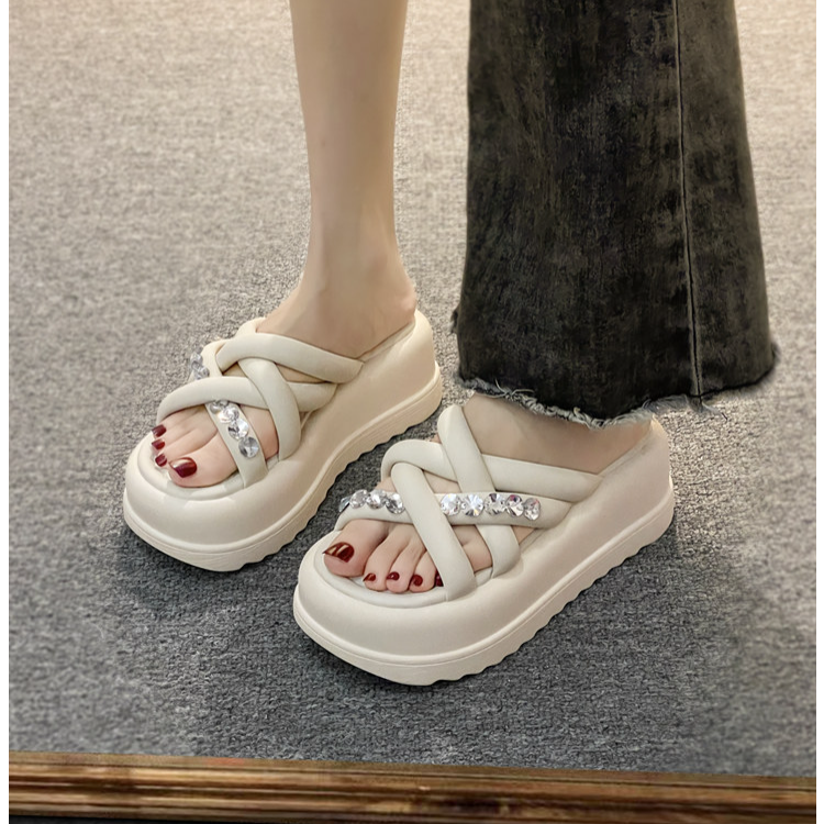 Dép nữ quai chéo đính đá cao cấp thời trang 2023