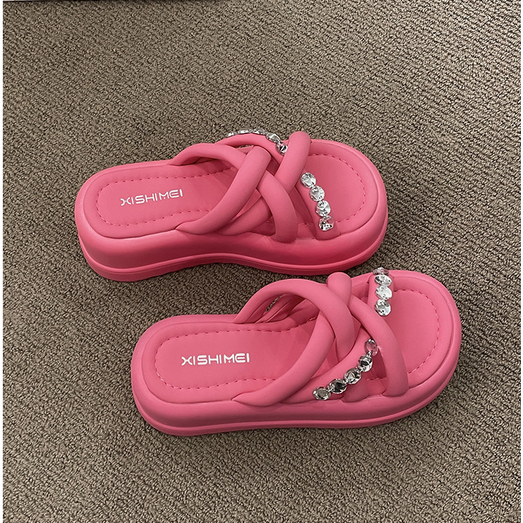 Dép nữ quai chéo đính đá cao cấp thời trang 2023