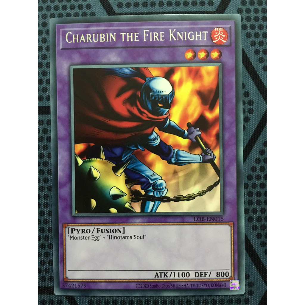 Bài yugioh thời đầu duel monster - Charubin the Fire Knight - LOB-EN015 - Rare Unlimited (25th Reprint)