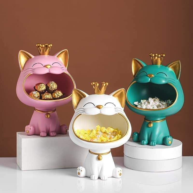 Decor Để Bàn "Mèo há miệng" đựng chìa khóa trang trí phong cách Bắc Âu