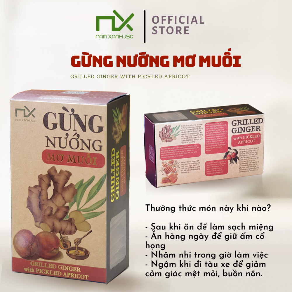 Gừng Nướng Mơ Muối Nam Xanh Hộp 80g(100g)