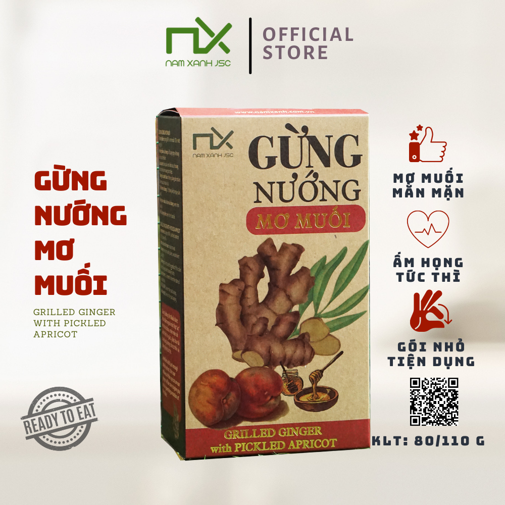 Gừng Nướng Mơ Muối Nam Xanh Hộp 80g(100g)