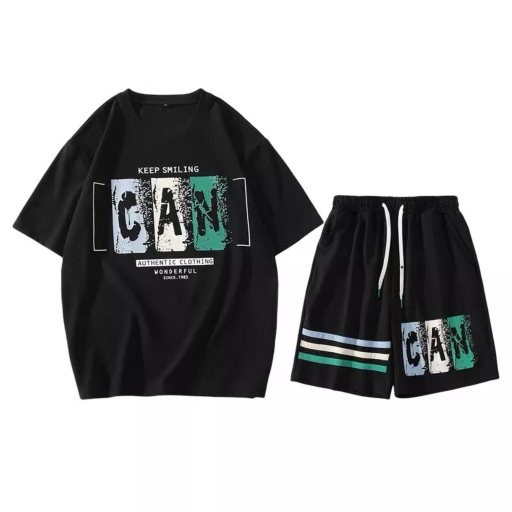 Set đồ nam nữ in họa tiết chữ RED, bộ đồ unisex form rộng chất liệu cotton co giãn phong cách Hàn Quốc