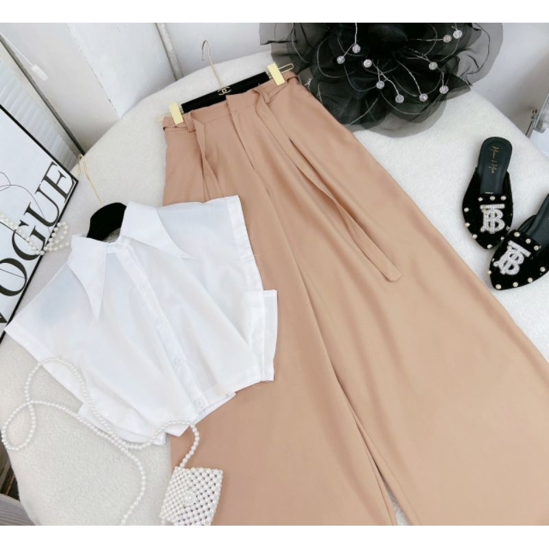 Set áo sơ mi crt + quần suông