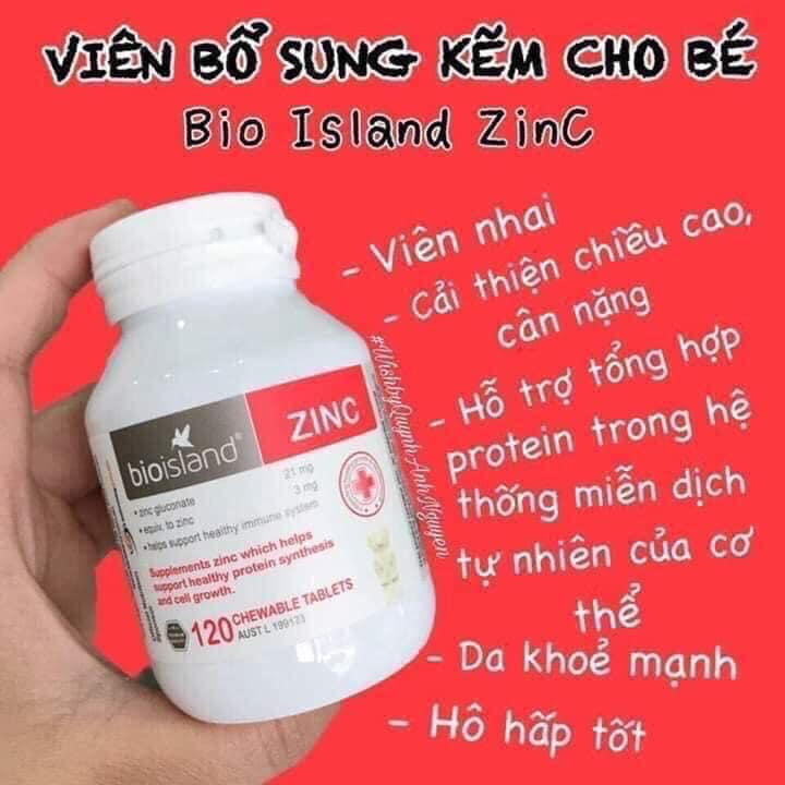 PQS - Viên nhai bổ sung Kẽm Bio Island ZINC- 120 viên